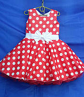 Детское праздничное платье "Стиляги -1". Горох 6-7 лет. Красное
