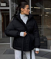 Женская зимняя черная куртка объемная 42-48 р