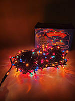 Гирлянда на елку LED RGB черный провод, 240 разноцветных лампочек