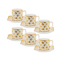 Сервіз кавовий порцеляновий 12 предметів 120мл Lefard 926-017 білий із золотом