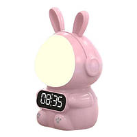 Детские часы с будильником и голосовым управлением в виде робота Кролика Розовый