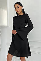 Черное шелковое платье с открытой спиной 36 шелк Маритель 877180