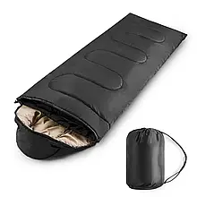 Спальний мішок для кемпінгу походів та відпочинку на природі зима -20 утеплений Чорний YU227