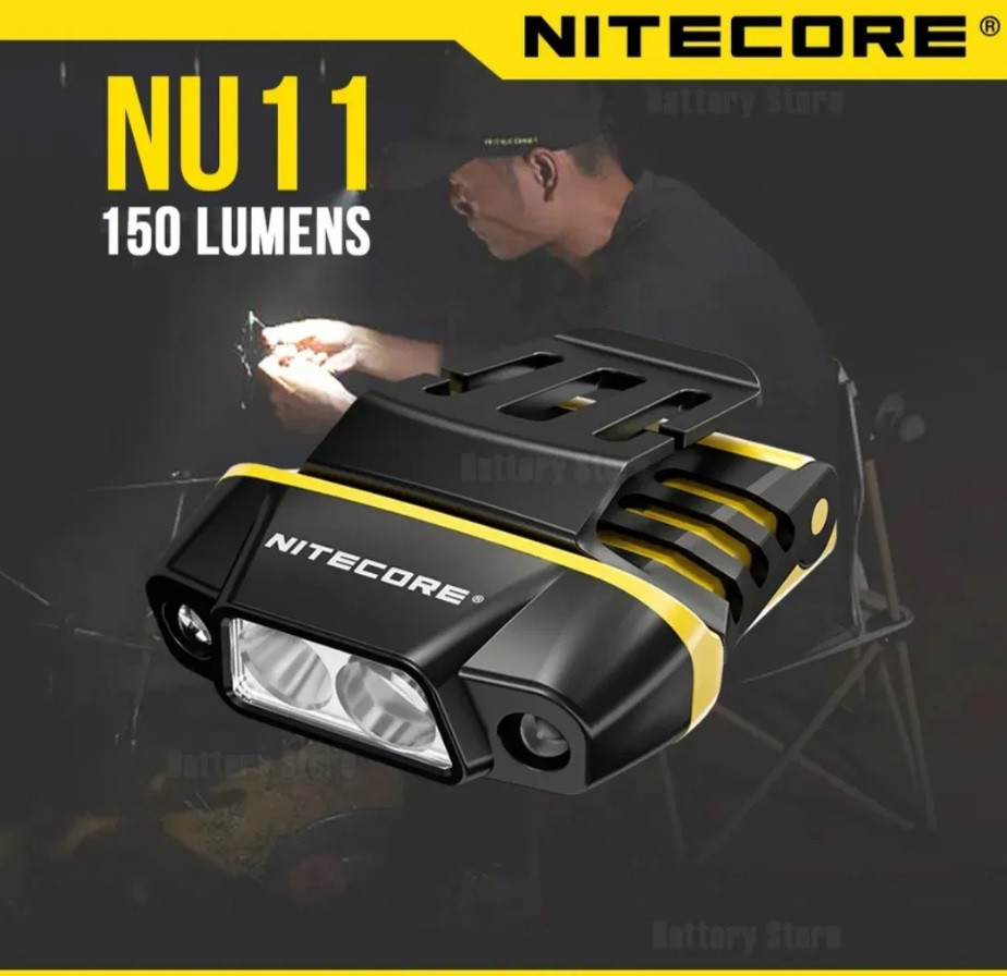 Налобний ліхтар NITECORE NU11 з кліпсою на кепку і датчиком руху (150LM / 600mAh / Type-C USB / +RED LED), фото 1