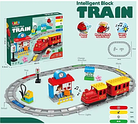 Дитяча залізниця-конструктор, 48 см 55 деталей, підсвітки, звук, у коробці