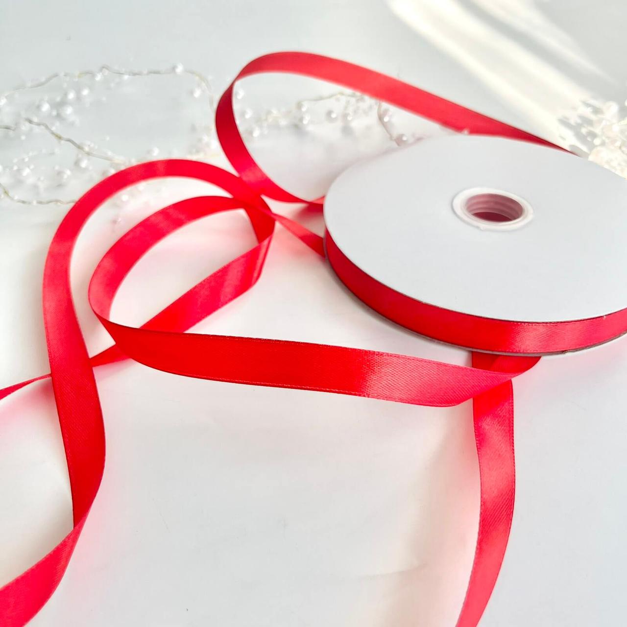 Стрічка атлас 1,2 см, метр (Червоний), фото 1