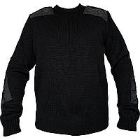 Тактический вязаный черный свитер с вставками из плащевки с пагоном m l xl xxl