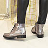 Черевики жіночі шкіряні на шнурівці, колір нікель, фото 3