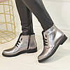 Черевики жіночі шкіряні на шнурівці, колір нікель, фото 4