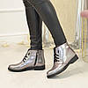 Черевики жіночі шкіряні на шнурівці, колір нікель, фото 2