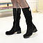 Жіночі чорні замшеві чоботи на стійкому каблуці, фото 2