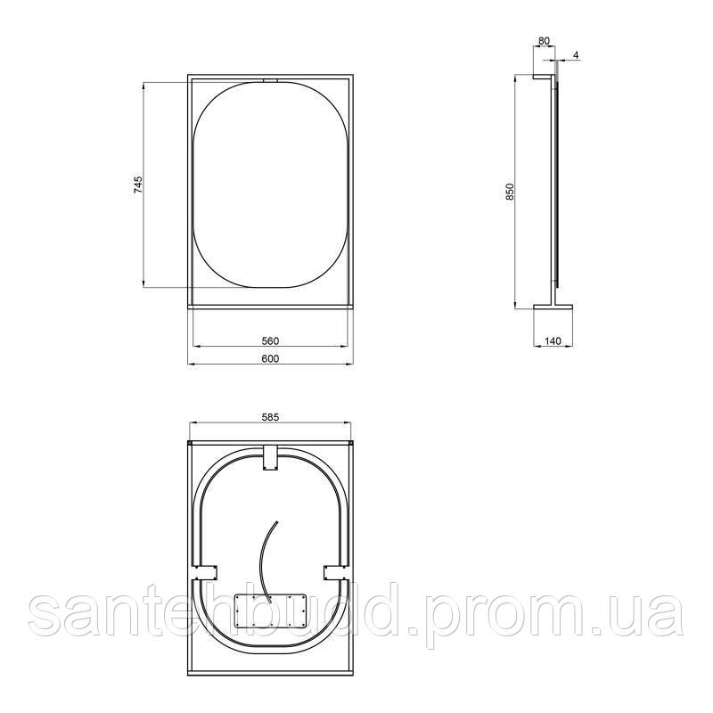 Дзеркало Qtap Taurus 600х850х1400 Black/Whitish oak з LED-підсвічуванням QT2478ZP600BWO - фото 2 - id-p2034793909