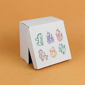 Коробки Дитячі на Новий рік "Дракончики" 200*200*100 Коробка під новорічні сувеніри дітям