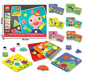 Дитяча розвивальна мозаїка "Вивчення фігур" (12 карток, 22 елементи, основа-платформа) 66829