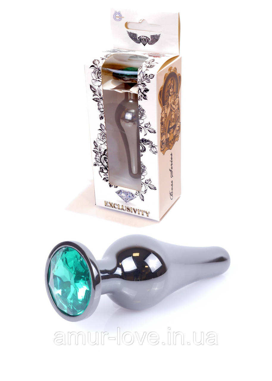 Анальний корок Jewellery Dark Silver BUTT PLUG Green