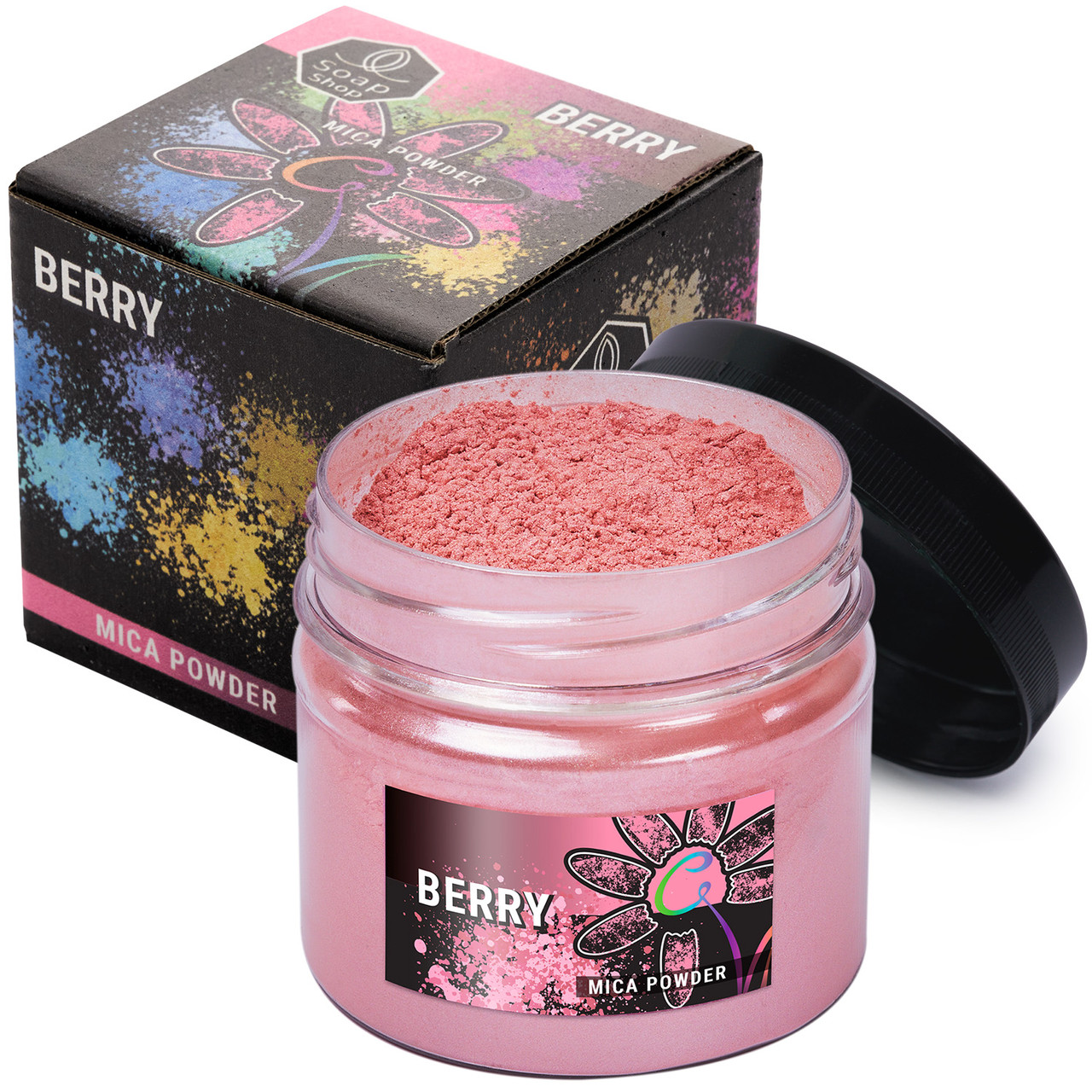 Слюдяний пігментний порошок BERRY (Ягода) для смоли мила макіяжу манікюру SOAP SHOP банка 57 грам