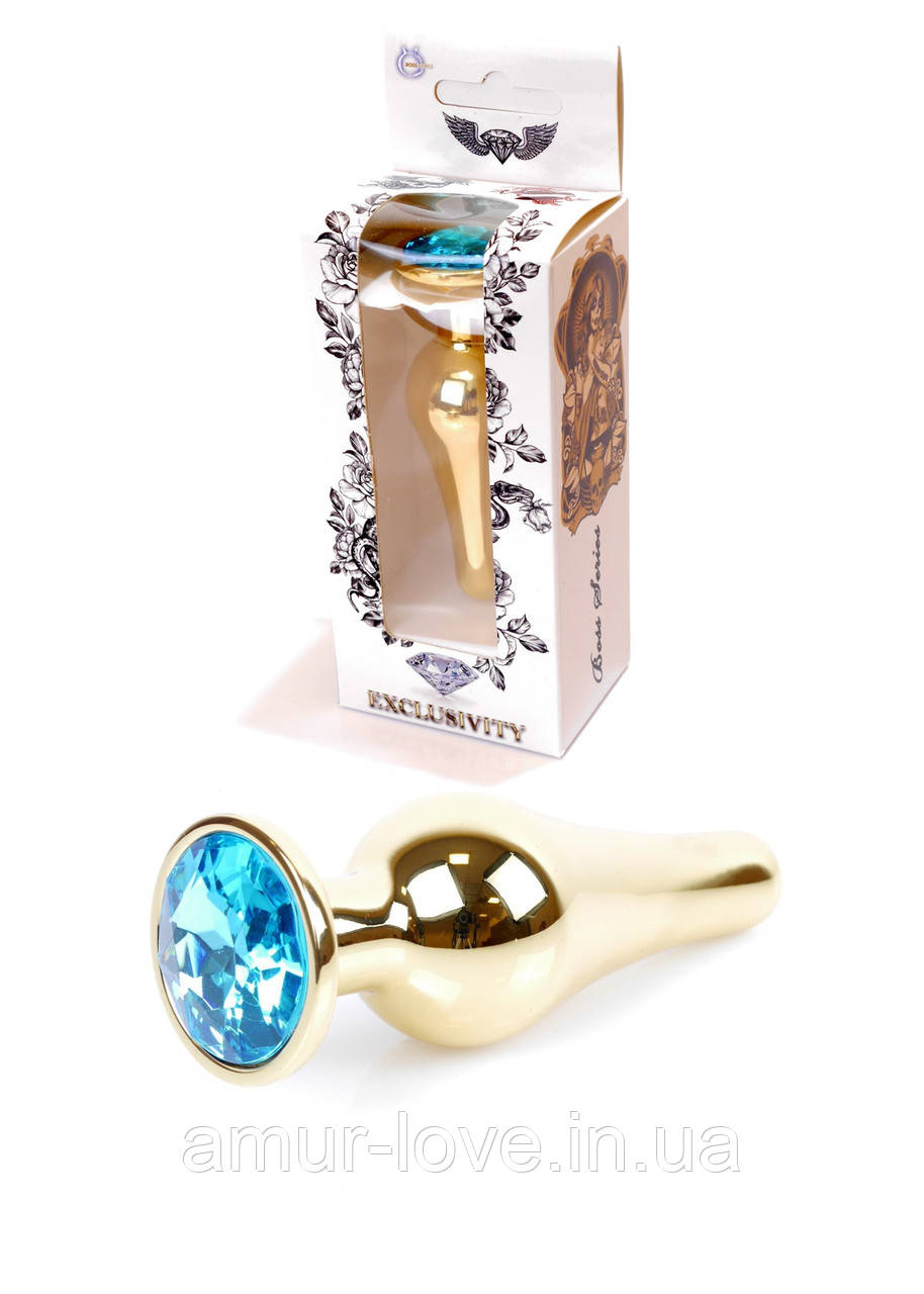 Анальний корок Jewellery Gold BUTT PLUG Light Blue