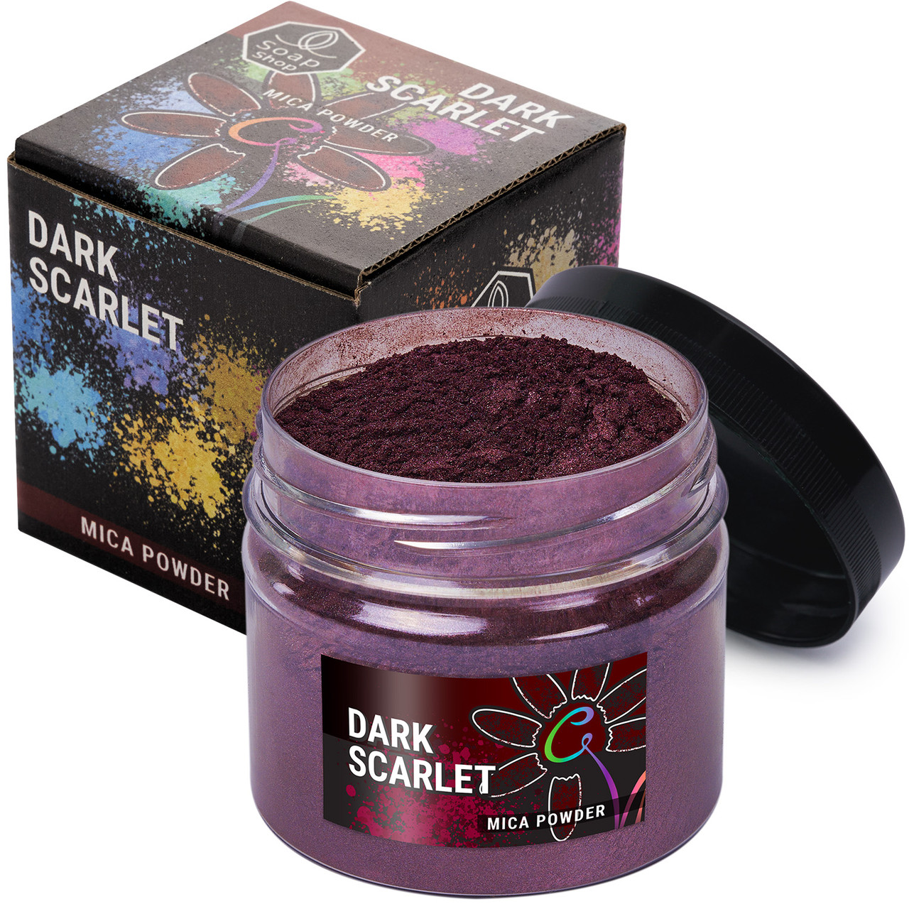 Слюдяний пігментний порошок DARK SCARLET (Бордо) для смоли мила макіяжу манікюру SOAP SHOP банка 57 грам