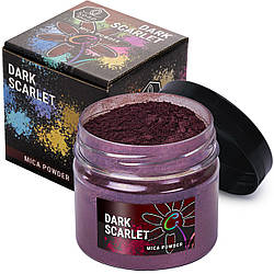 Слюдяний пігментний порошок DARK SCARLET (Бордо) для смоли мила макіяжу манікюру SOAP SHOP банка 57 грам