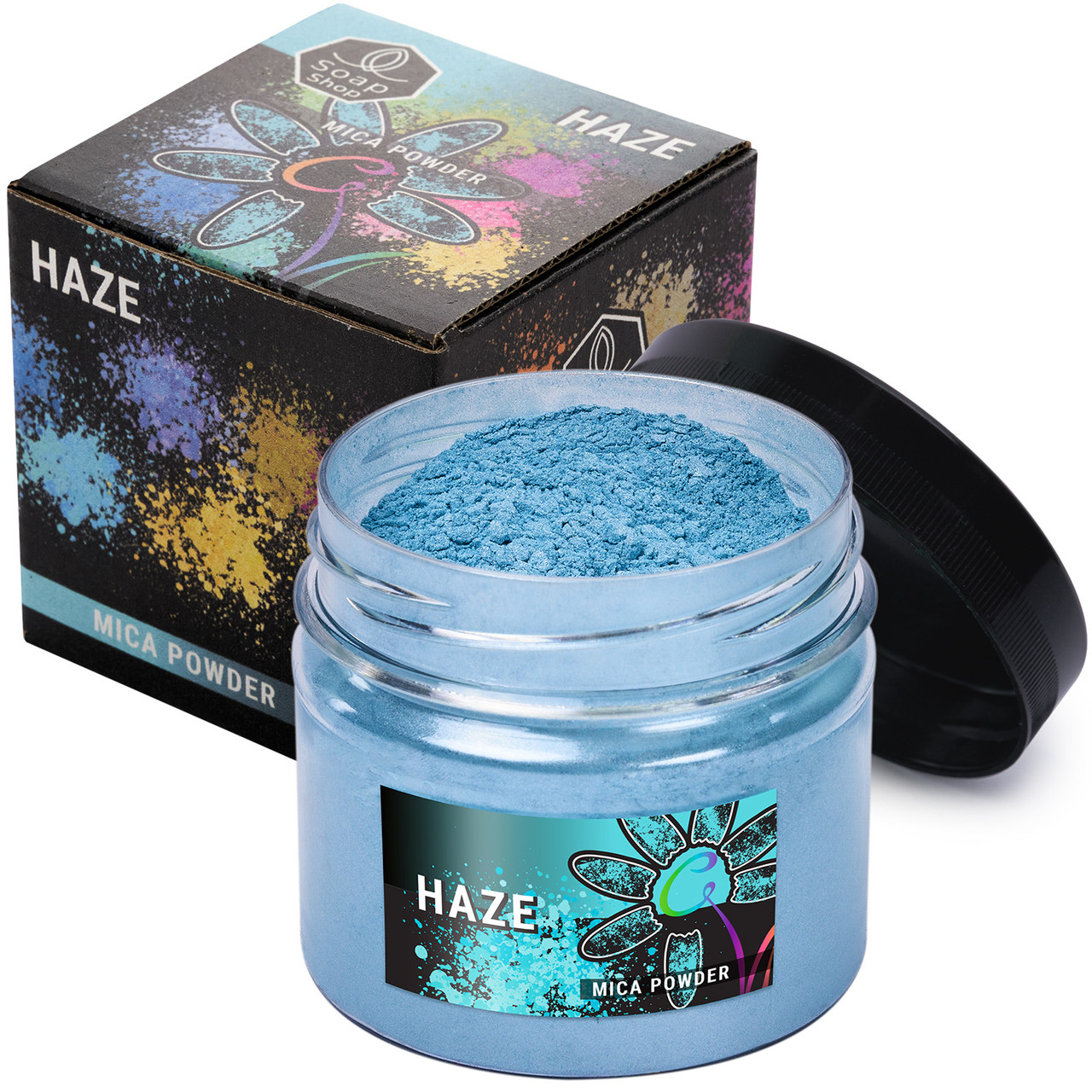Слюдяний пігментний порошок HAZE (Блакитний) для смоли мила макіяжу манікюру SOAP SHOP банка 57 грам, фото 1