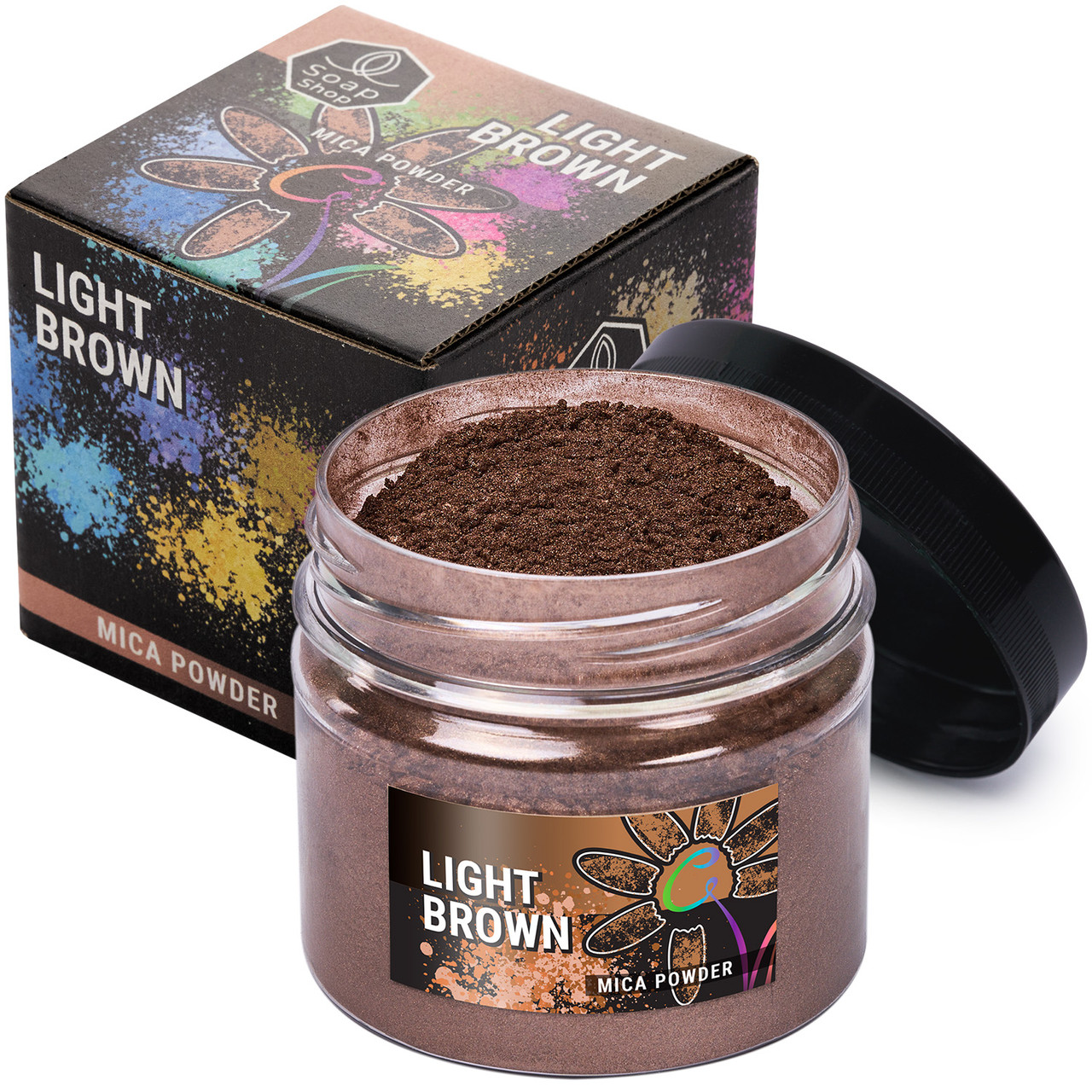 Слюдяний пігментний порошок LIGHT BROWN (Коричневий) для смоли мила макіяжу манікюру SOAP SHOP банка 57 грам, фото 1