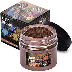 Слюдяний пігментний порошок LIGHT BROWN (Коричневий) для смоли мила макіяжу манікюру SOAP SHOP банка 57 грам