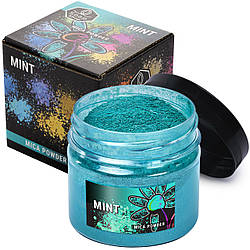 Слюдяний пігментний порошок MINT (М’ята) для смоли мила макіяжу манікюру SOAP SHOP банка 57 грам