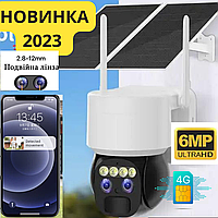 Камера видеонаблюдения 4G 10-ZOOM автономная 6 Мп на солнечной батарее уличная поворотная
