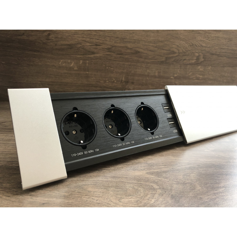 Настільна розетка 280x100 одностороння сіра Loft Design, фото 1