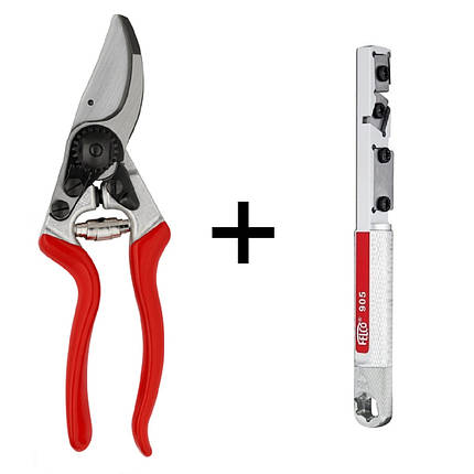 Акційний набір Садовий секатор FELCO 9 обвідний для лівші + Точилка FELCO 905 (Швейцарія), фото 1