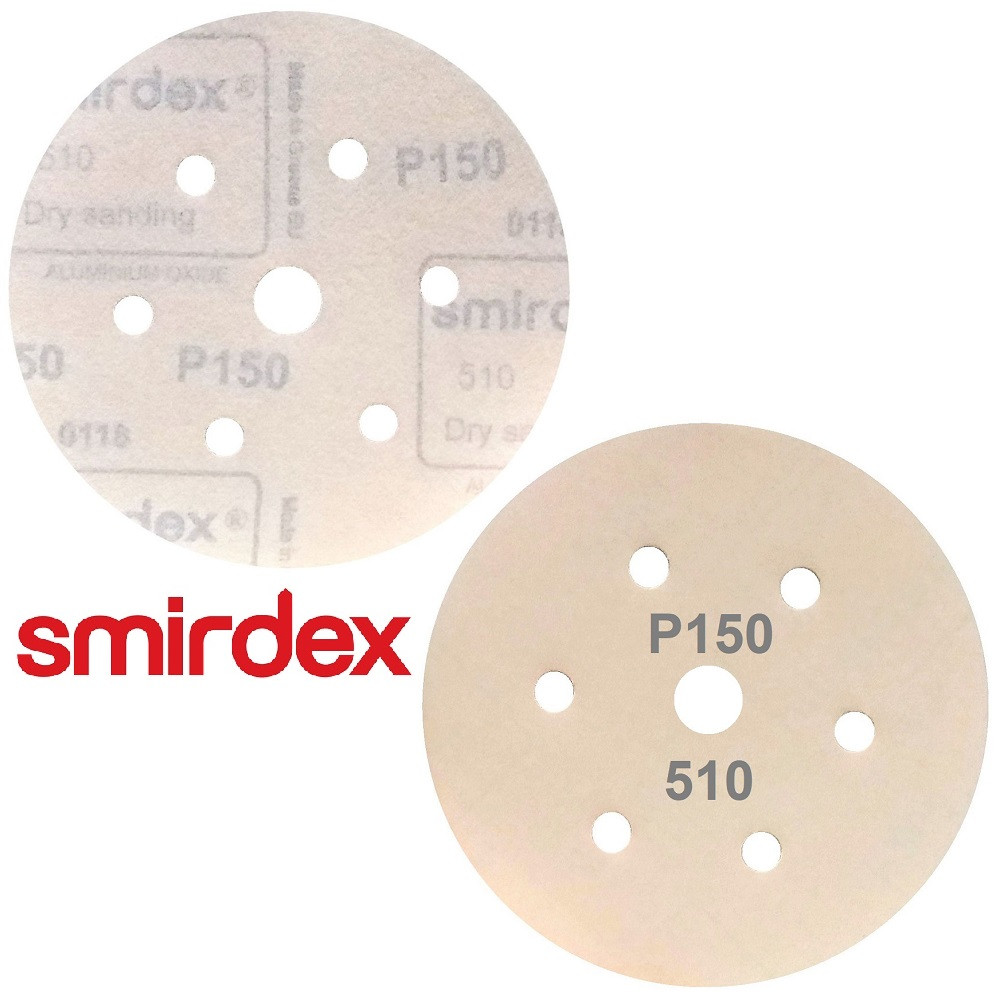 Абразивний диск P150 d150мм на папері з липучкою Velcro Smirdex 510 1шт.
