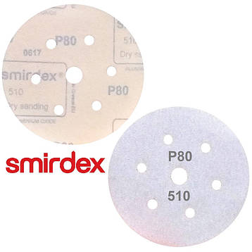 Абразивний диск P80 d150мм на папері з липучкою Velcro Smirdex 510 1шт., фото 1