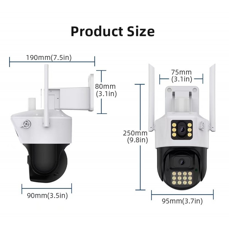 360 Камера P12 Камера Wifi ptz Dual leans 3mp+3mp= 6mp camera +12v2a power *icsee (24)