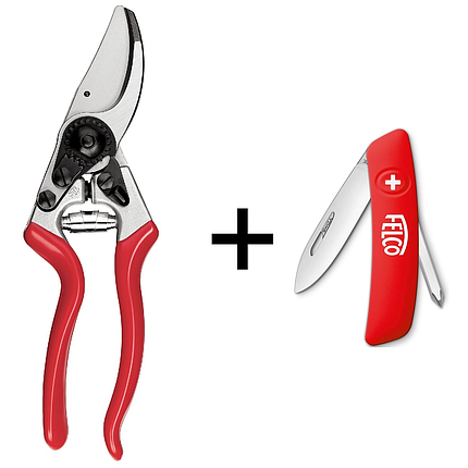 Акційний набір Садовий секатор FELCO 9 обвідний для лівші + Ніж FELCO 502 (Швейцарія), фото 1