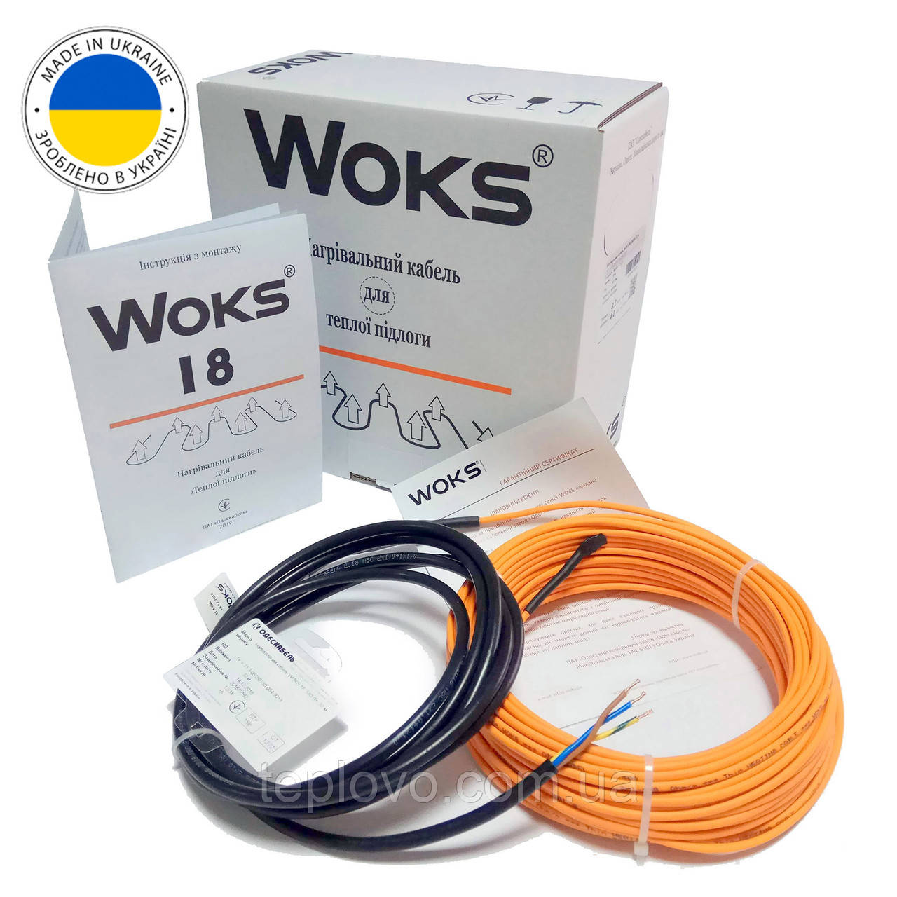 Нагрівальний кабель Woks 18, 100 Вт (0,5 - 0,7 м2), електрична тепла підлога