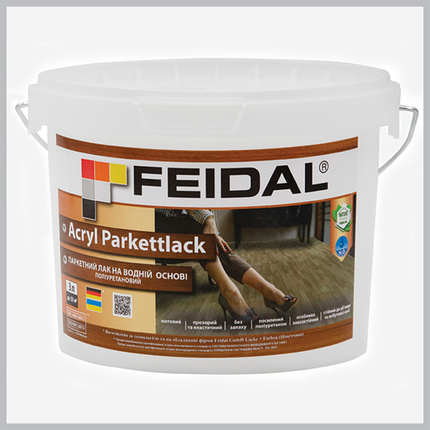 Лак паркетний матовий на водній основі Feidal Acryl Parkettlack 1л, фото 1