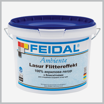 Акрилова лазур з блискітками Lasur Flittereffekt Feidal 2,5л, фото 1