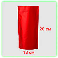 Пакеты дой-пак красный металлизированный zip замок 130х200 мм для чая орехов сухофруктов