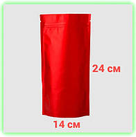 Пакет дой-пак червоний металізований 140х240 мм із зип замком застібкою для горіхів і чаю
