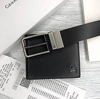 Чоловічий шкіряний гаманець Calvin Klein портмоне з натуральної шкіри та ремінь у подарунковому пакованні