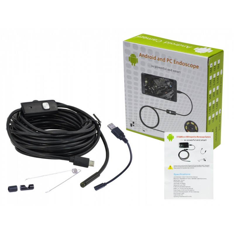 Камера Ендоскоп Android and PC Endoscope, гнучка USB-камера 100P 5 МЕТРОВ ( 250)