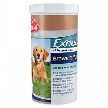 Вітамінна добавка для шерсті собак та кішок 8in1 Excel Brewers Yeast 1430 шт/уп (пивні дріжджі з часником)