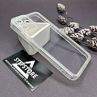 Чехол для Iphone 12 Pro Max прозрачный с блестящими вставками противоударный закрытая камера силиконовый