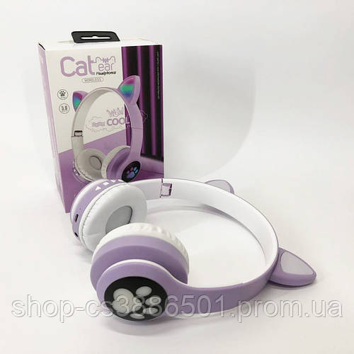 Наушники светящиеся кошачьи ушки Cat VZV 23M, Розовые беспроводные ...
