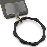 Кольцо силиконовое для телефона с держателем, 1шт., размер 9х0,7см, карабин 25мм, цвет Черный