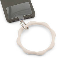 Кольцо силиконовое для телефона с держателем, 1шт., размер 9х0,7см, карабин 25мм, цвет Молочный