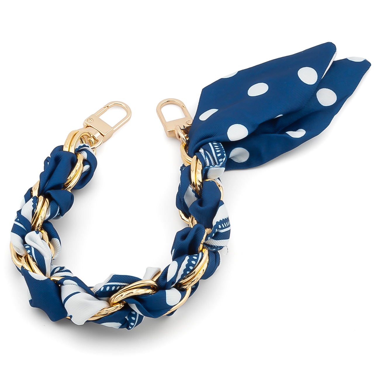 Ланцюг зі стрічкою Твіллі для телефону/сумки 30х1,6 см 1 шт. принт Gold Polka Dot Series ●Blue Model