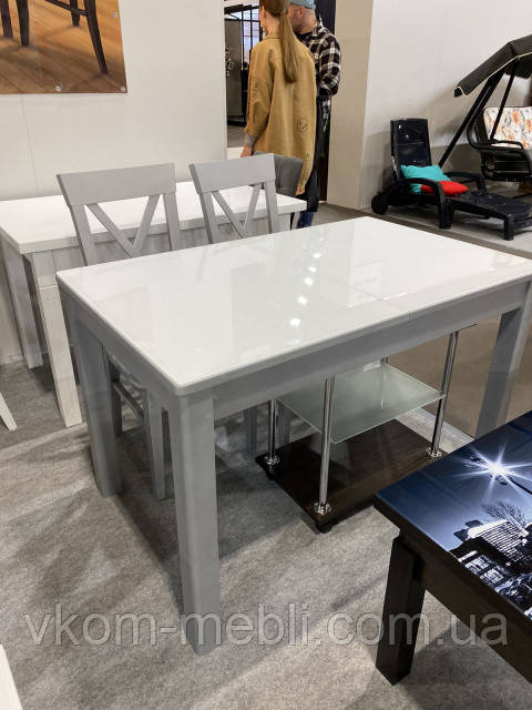 Стіл обідній розкладний Фішер зі склом 75х120/160, фото 1