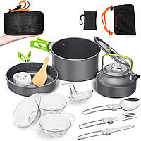 Набор туристической посуды 12шт набор посуды для похода DS-308A Чайник, кастрюля, сковородка, приборы, тарілки