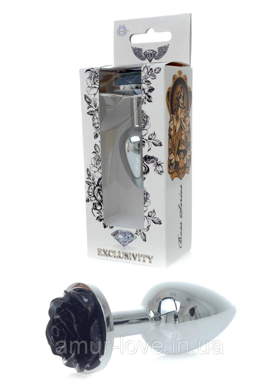 Анальний корок Jewellery Silver PLUG ROSE-Black
